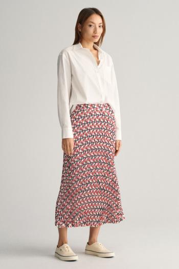 SUKNĚ GANT GEOMETRIC PRINT PLEATED SKIRT CREAM