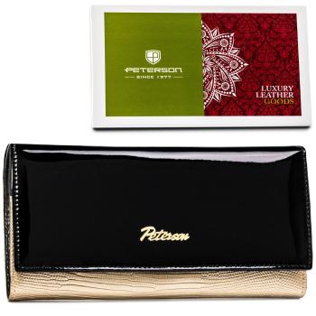 Čierno-zlatá lakovaná kožená peňaženka – Peterson