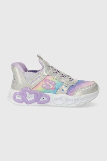 Dětské sneakers boty Skechers INFINITE HEART LIGHTS ETERNAL SHIMMER stříbrná barva