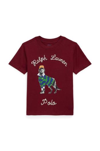 Dětské bavlněné tričko Polo Ralph Lauren červená barva, s potiskem, 322952497001