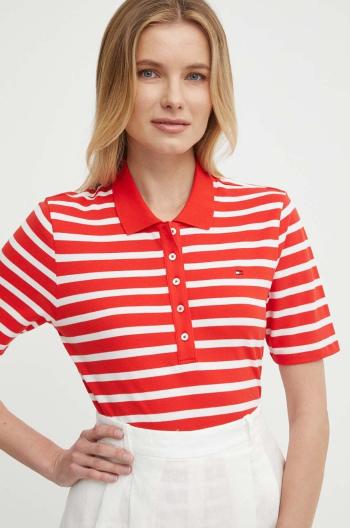 Polo tričko Tommy Hilfiger červená barva, WW0WW39531