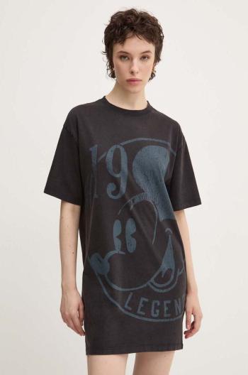 Bavlněné šaty Desigual 19-MICKEY x Disney šedá barva, mini, oversize, 24WWVK79