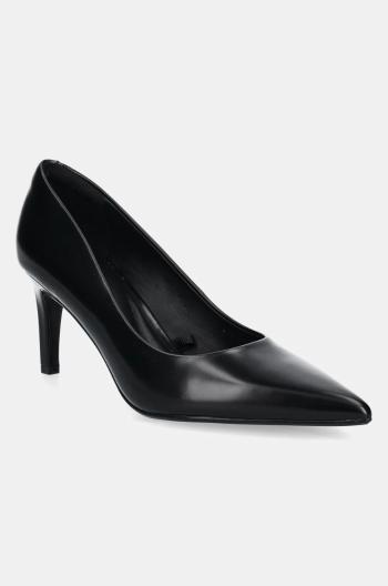 Kožené lodičky Calvin Klein HEEL PUMP 70 - BRUSH L černá barva, HW0HW02446