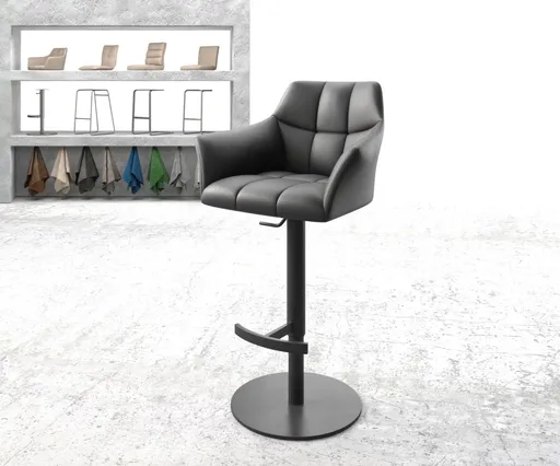 Barová židle Yulo-Flex pravá kůže černá otočná podnož výškově