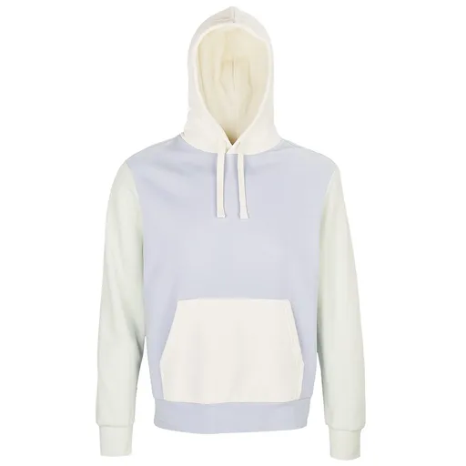 SOL'S Barevná unisex mikina s kapucí Collins - Krémově modrá / krémově bílá / krémová zelená | L