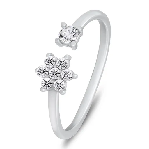 Brilio Silver Módní stříbrný otevřený prsten se zirkony RI073W