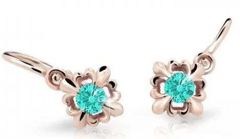 Cutie Jewellery Roztomilé dětské náušnice z růžového zlata C2212-10-X-4 světle zelená