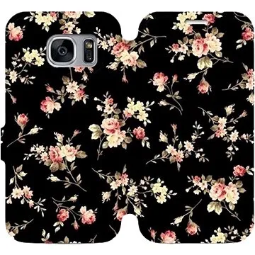 Flipové pouzdro na mobil Samsung Galaxy S7 Edge - VD02S Květy na černé (5903226193110)