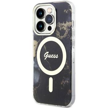 Guess Marble IML MagSafe Kompatibilní Zadní Kryt pro iPhone 13 Pro Black (GUHMP13LHTMRSK)