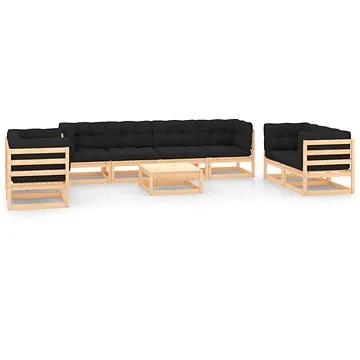 9dílná zahradní sedací souprava s poduškami masivní borovice, 3083770 (3083770)