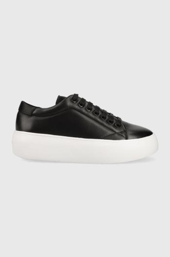 Kožené sneakers boty Calvin Klein BUBBLE CUPSOLE LACE černá barva, HW0HW01778