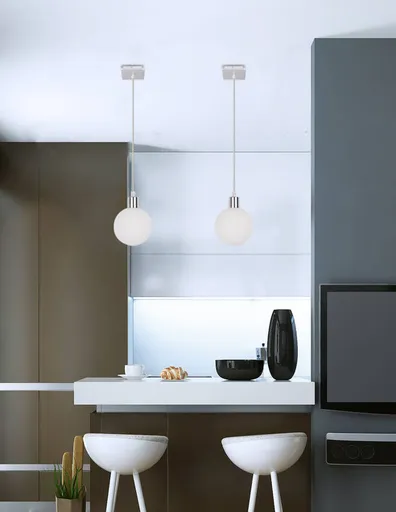 Závěsná lampa s bílým kulovým stínidlem 12 cm Oden