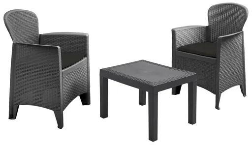 PROGARDEN Zahradní nábytek ratan AKITA sada 3 ks + polstry antracit