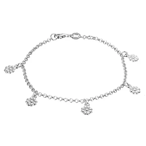 Náramek ze stříbra 925 - řetízek s květinkami, karabinka