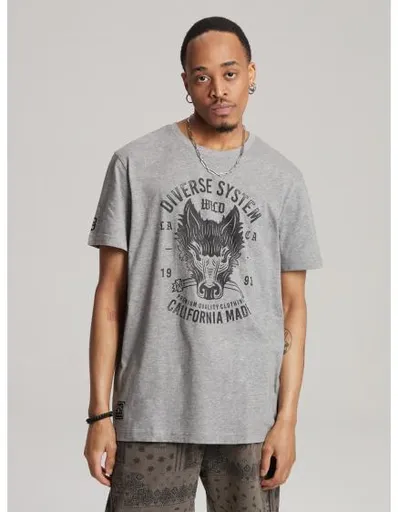 Pánské tričko s potiskem WOLF CALI S1819 - šedý melír