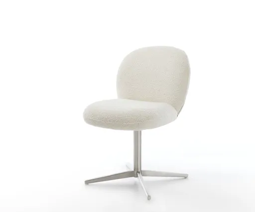 Jídelní židle Nube-Flex bouclé bílá podnož nerezová ocel otočná