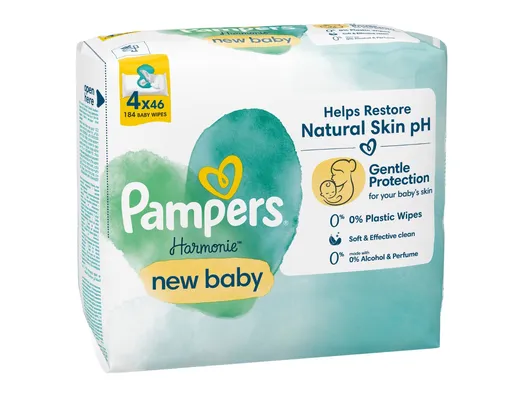 Pampers Harmonie New Baby vlhčené ubrousky 4x46 ks