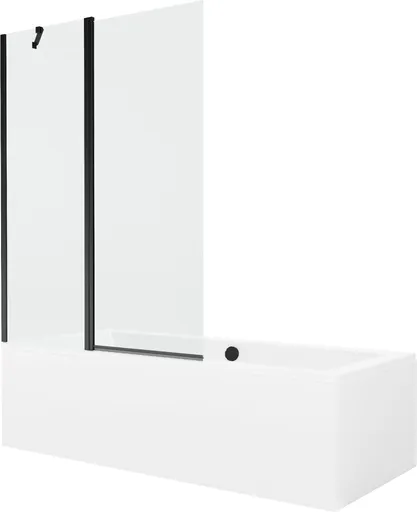 MEXEN/S Cube obdélníková vana 180 x 80 cm s panelem + vanová zástěna 120, transparent, černá 550518080X9412117000