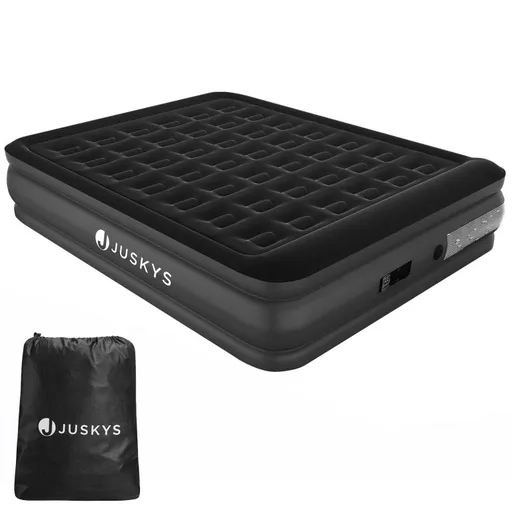 Nafukovací matrace s pumpou, 197 x 154 x 45 cm, černá