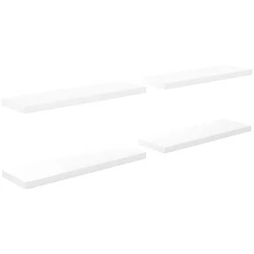 Shumee plovoucí nástěnné 4 ks bílé vysoký lesk 80×23,5×3,8 cm, 323753 (323753)