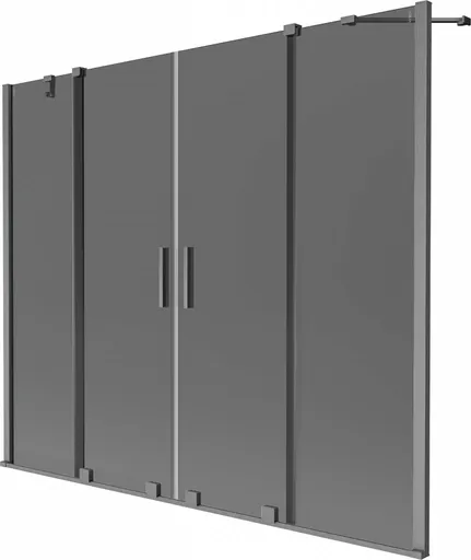 MEXEN/S Velar Duo dvoukřídlá posuvná vanová zástěna 200 x 150, grafit, grafit kartáčovaná 896-200-000-42-66