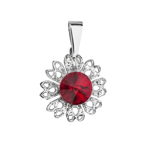 Evolution Group - Pavona Třpytivý přívěsek s rudým krystalem Swarovski Květina 54032.3 siam