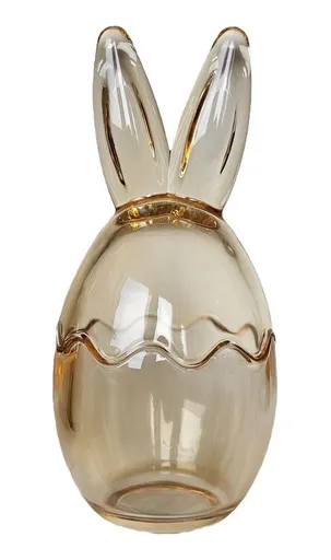 Béžová skleněná dóza vajíčko s oušky Rabbi - Ø 8*17 cm daan kromhout