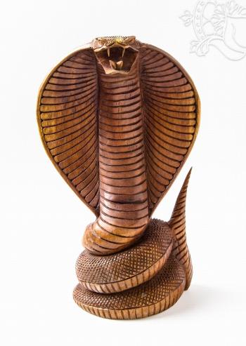 Kobra fa faragott szobor - 30 cm