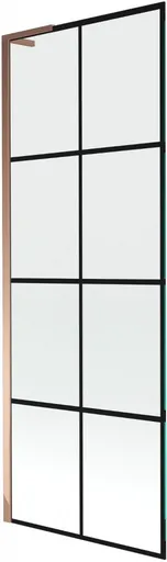 MEXEN/S Next L vanová zástěna FIX 70 x 150, černá vzor, růžové zlato 895-070-000-03-77-60