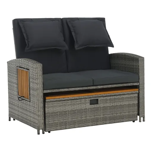 Zahradní ratanová pohovka MALORY, šedá/přírodní