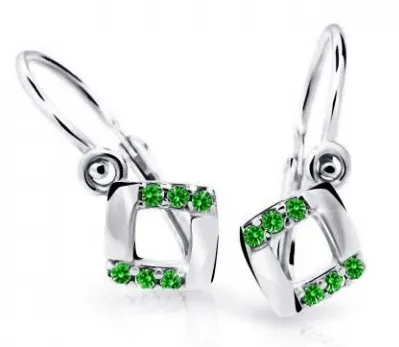 Cutie Jewellery Čtvercové dětské náušnice z bílého zlata C2268-10-X-2 zelená