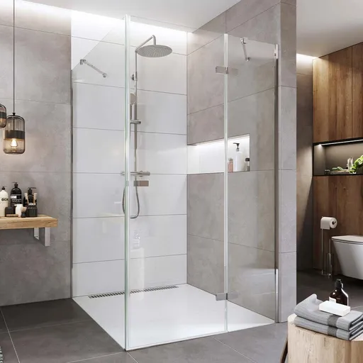 Mereo Sprchový kout, Novea, obdélník, pantový, 90x80 cm, chrom ALU, sklo Čiré, dveře pravé a pevný díl CK10214ZP