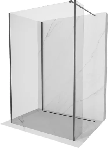 MEXEN/S Kioto Sprchová zástěna WALK-IN 110 x 80 x 30, transparent, grafit kartáčovaná 800-110-080-221-66-00-030