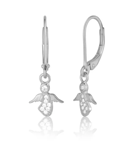 JVD Stříbrné visací náušnice Andělíček se zirkony SVLE0933SD5BI00