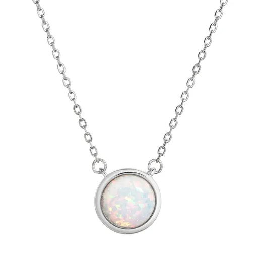 Evolution Group - Pavona Půvabný náhrdelník se syntetickým opálem 12065.1 white