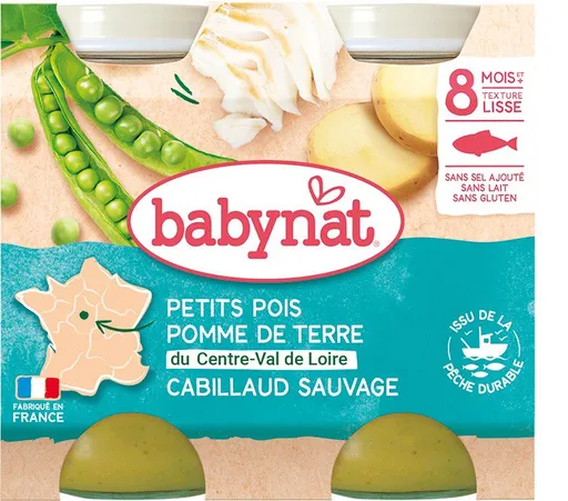 BABYNAT Hrášek a brambory s treskou 2× 200 g (3288131510538)