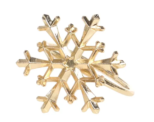 Mosazný antik kovový kroužek na ubrousek s vločkou Snowflakes - 4*4*4 cm Chic Antique