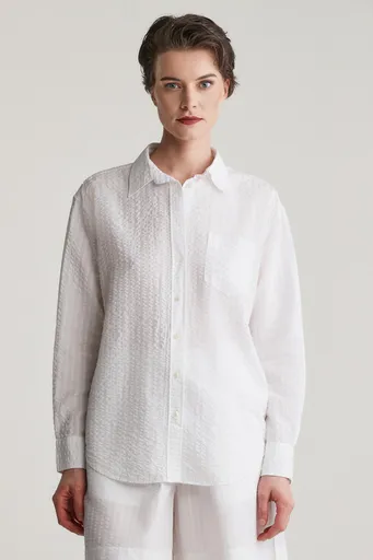 KOŠILE GANT REL TONAL STRIPED SEERSUCKER SHIRT WHITE