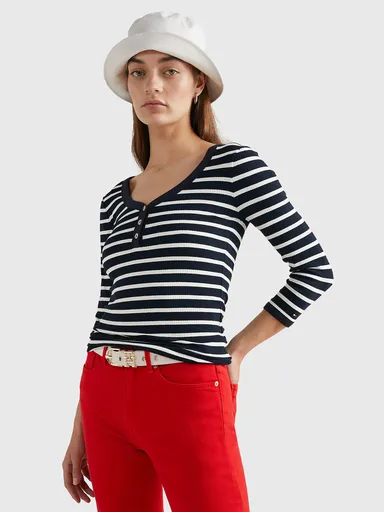 Tommy Hilfiger dámské pruhované tričko WW0WW37874 XS