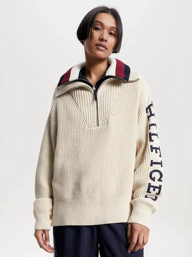 Tommy Hilfiger dámský béžový svetr WW0WW39013 M