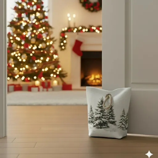 Forbyt Vánoční dveřní zarážka Zimní krajina, 22 x 23 cm