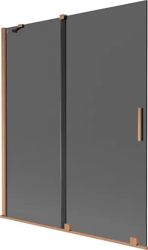 MEXEN/S Velar dvoukřídlá posuvná vanová zástěna 140 x 150, grafit, měď kartáčovaná 896-140-000-41-65