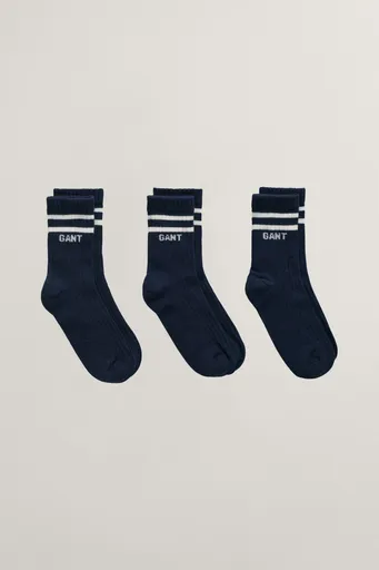 PONOŽKY GANT LOGO RIB SOCKS 3-PACK EVENING BLUE