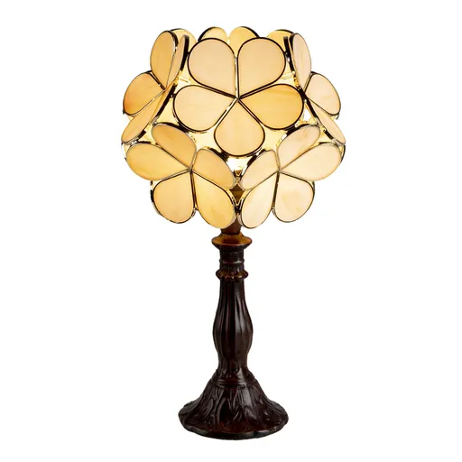 Béžová stolní lampa Tiffany Bloom - 21*21*38 cm E14/max 1*25W 5LL-6095
