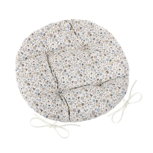 Bellatex Sedák EMA kulatý prošívaný Kvítek béžovomodrá, 40 cm