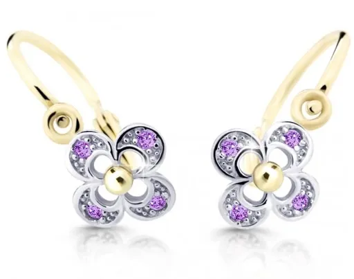 Cutie Jewellery Zlaté dětské náušnice C2200-10-X-1 fialová