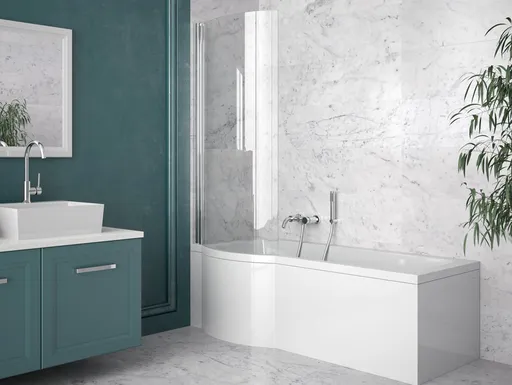 BESCO Asymetrická vana INSPIRO včetně vanové zástěny Barva rámu Hliník leštěný, Nožičky k vaně Bez nožiček, Rozměr vany 160 × 70 Výplň Čiré bezpečnostní sklo 5 mm, Způsob provedení Levé VANINSPIR160L