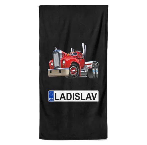 Osuška SPZ se jménem – barevný kamion (Jméno: Ladislav, Velikost osušky: 70x140cm)