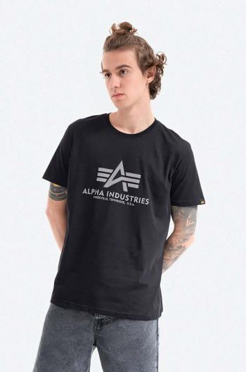 Bavlněné tričko Alpha Industries černá barva, s potiskem, 100501RP.03-black