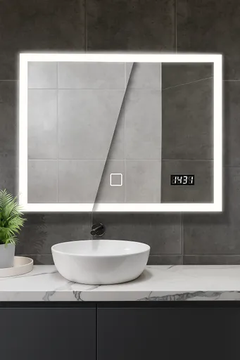 80587 Aquamarin Koupelnové zrcadlo s LED osvětlením, 80 x 60 cm